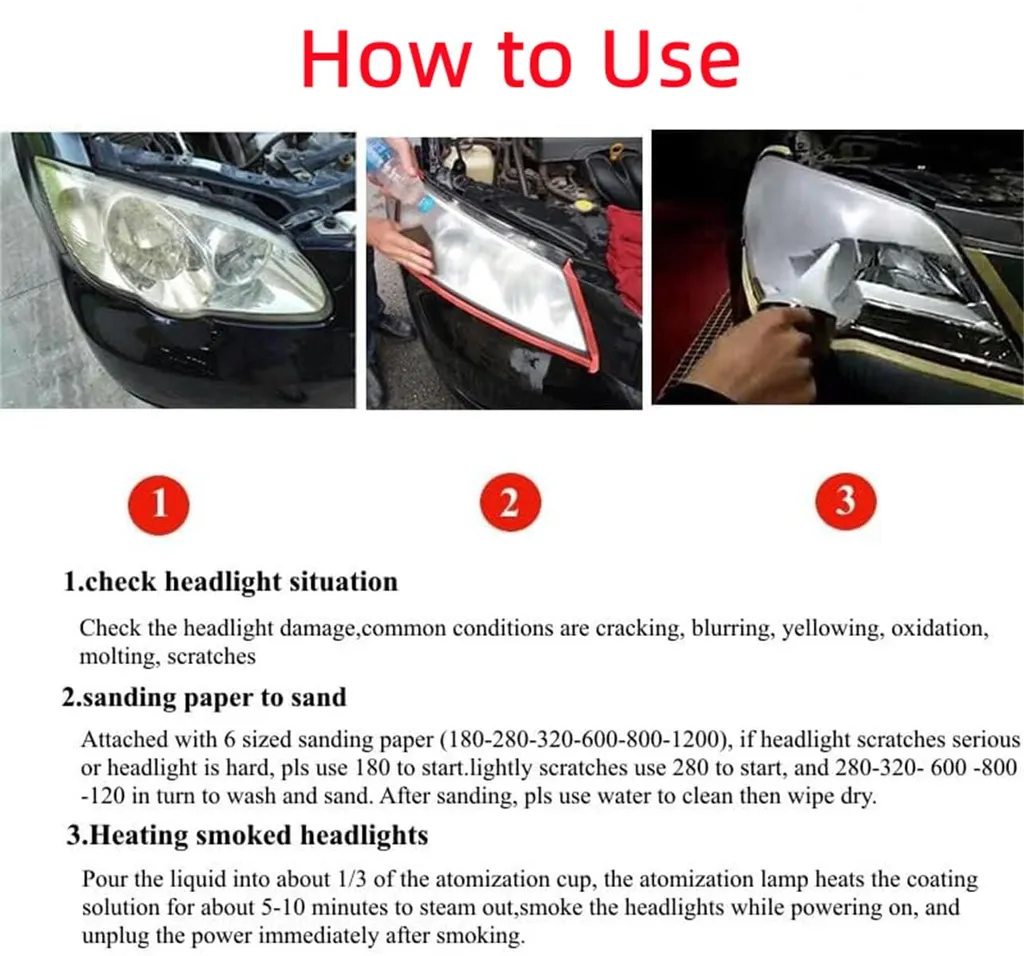 Rénovateur de phares voiture 1600ml kit complet de polissage manuel DIY