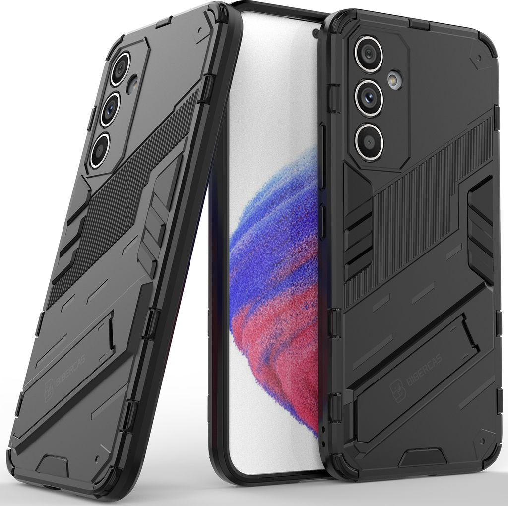 Armor Hülle für Samsung Galaxy A54, Hybrid PC TPU Bumper Stoßfestes Schutzhülle mit Standfunktion Schwarz