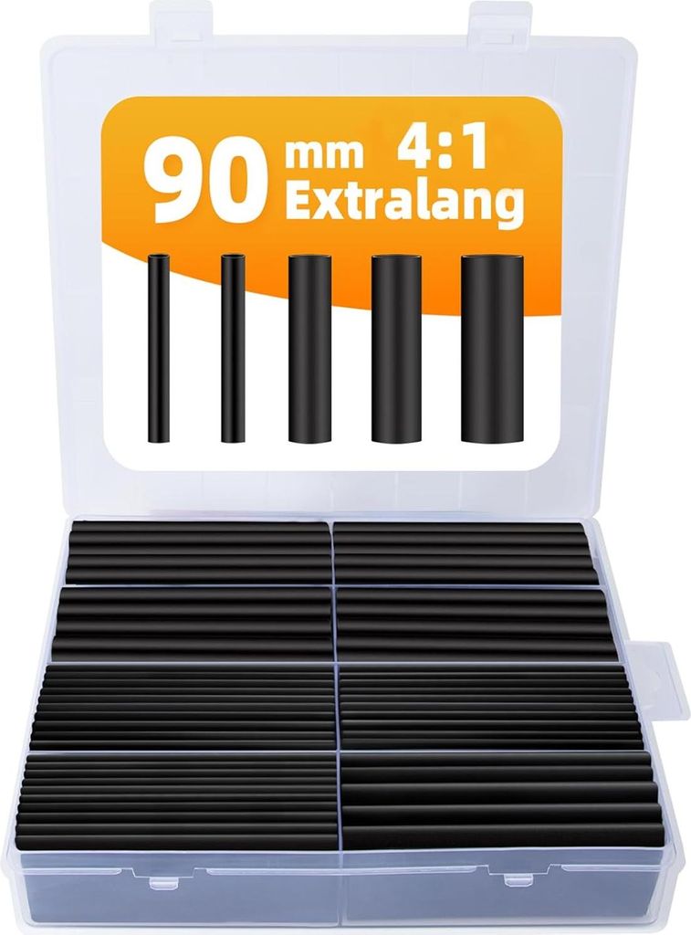 90mm Ultralange Wärmeschrumpf-Kit mit Klebstoff, 4:1 wasserdichte Wärmeschrumpf, Wärmeschrumpf, Isolierrohrklassifikation, 5 verschiedene Größ...