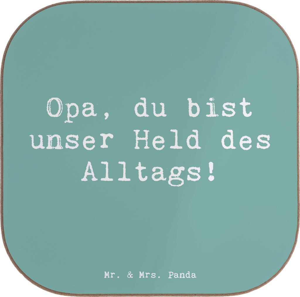 Mr. & Mrs. Panda Getränkeuntersetzer Spruch Opa Held - Meeresbrise - Geschenk, Dankbarkeit, Wertschätzung, Dankeschön, Tassenuntersetzer, Unters...