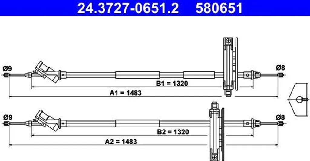 ATE 24.3727-0651.2 Cavo, freno a mano OE 1205576 compatibile con Focus