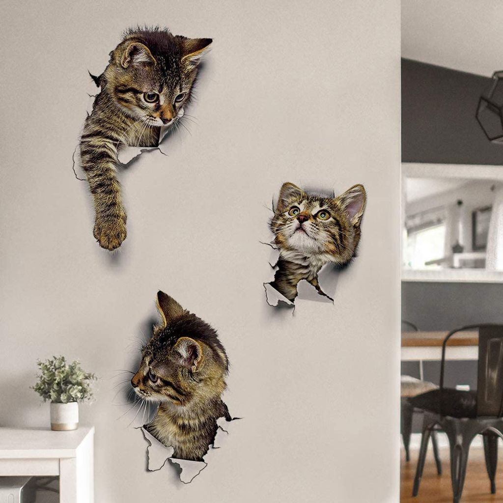Wandtattoo Hund Und Katze Linien - Selbstklebend, 6 Größen, Für Küche & Wohnzimmer