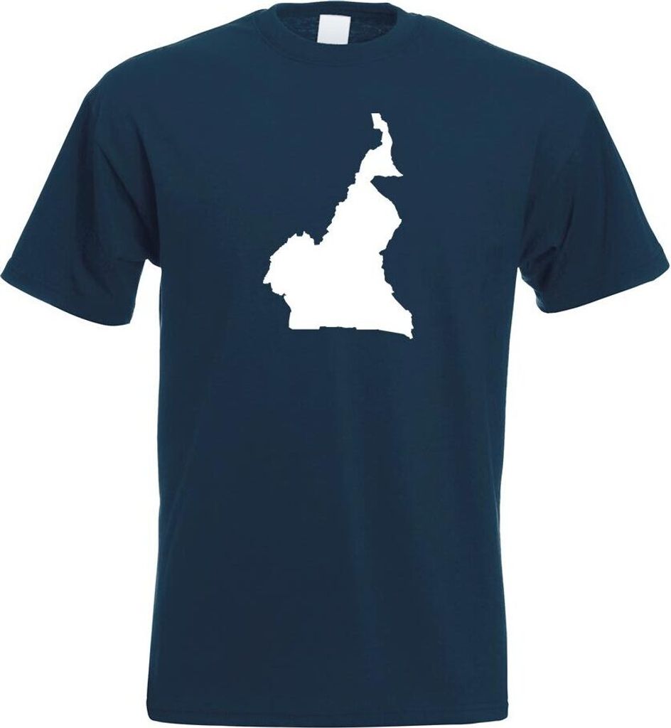 Kiwistar - T-Shirt - Navy - Kamerun Umriss Kontur Herren Funshirt Bedruckt Design Sprüche Spruch Motive - mit Motiv Bedruckt - Funshirt Design - S...