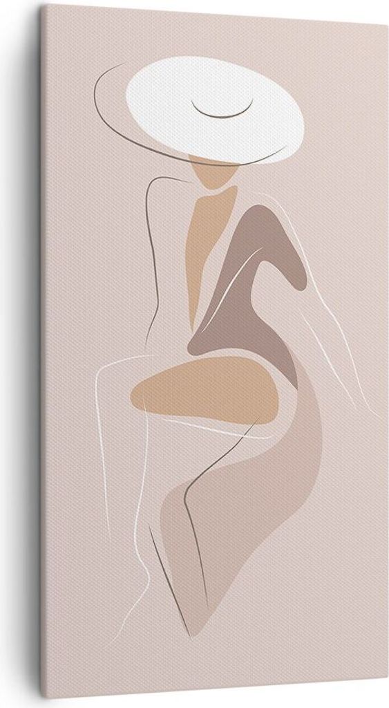 Bild auf Leinwand - Leinwandbild - Einteilig - Buntstift Frau Hut - 45x80cm - Wand Bild - Wanddeko - Wandbilder - Leinwanddruck - Bilder - Wanddeko...