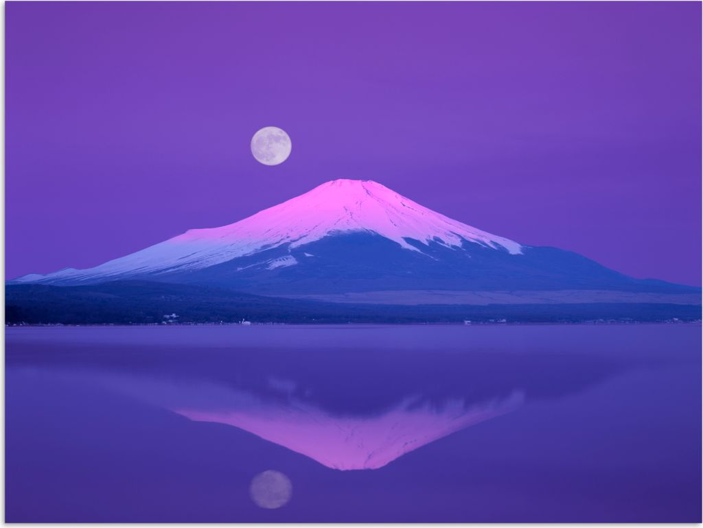 MuchoWow Poster Mond - Berg - Lila 120x90 cm - Wandbild