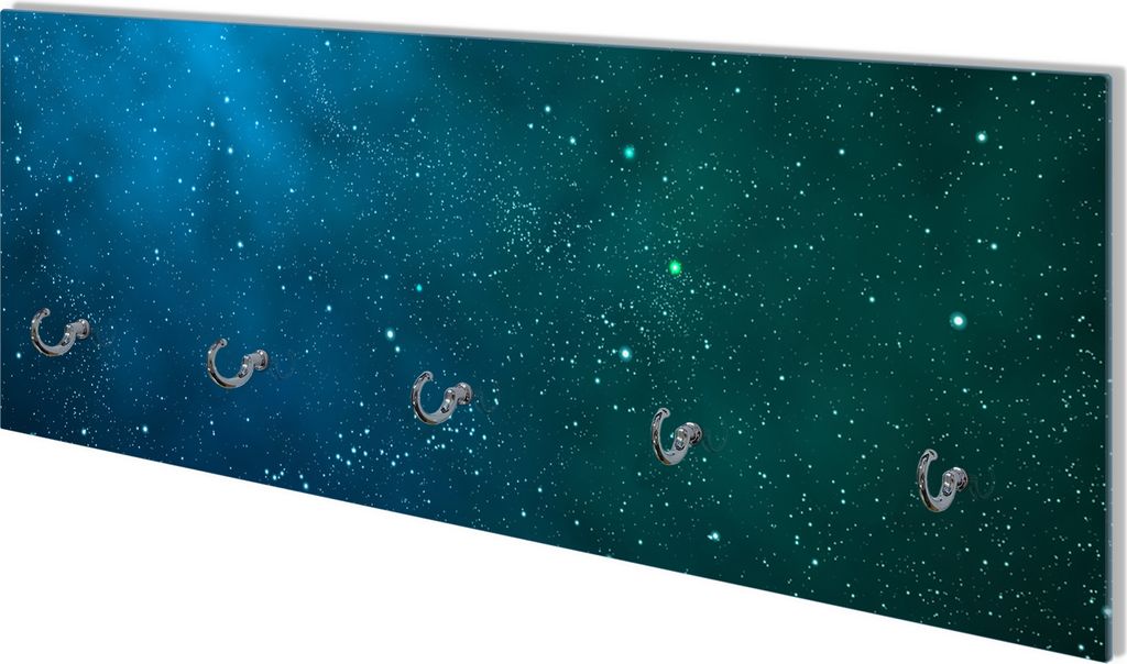 Wallario Flurgarderobe Wandgarderobe aus Glas, mit 5 Haken, Größe 80 x 30 cm, Motiv Sternenhimmel - Milchstraße und Sterne bei Nacht