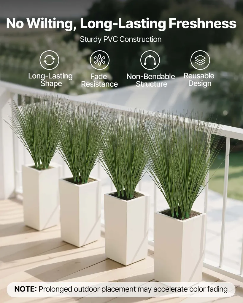Erba Artificiale a Bulbo 68cm Set 8 | Arredo Minimal PVC Alta Qualità - 4
