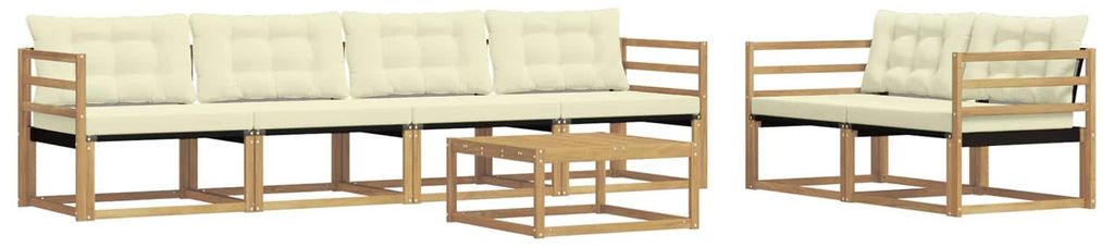 vidaXL Outdoor-Sofagarnitur 7 pcs Weiß und Creme 79 x 79 x 37 cm