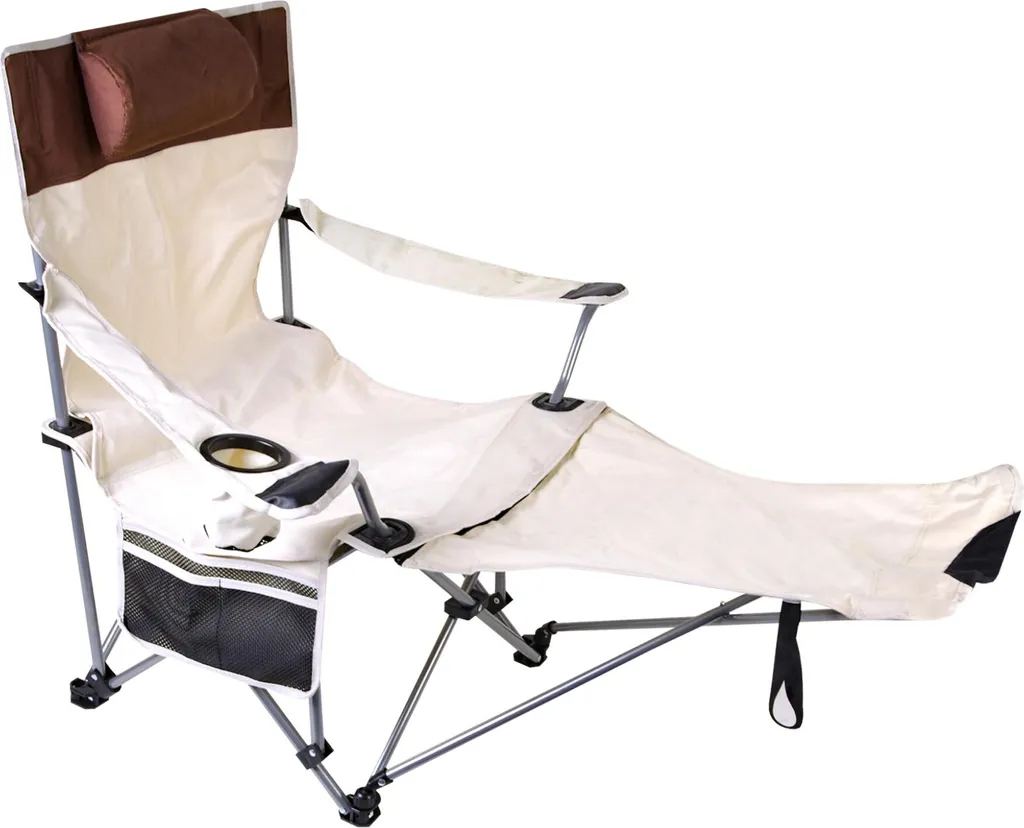 Chaise longue de pêche pliable Aga DS717 beige idéale pour le camping