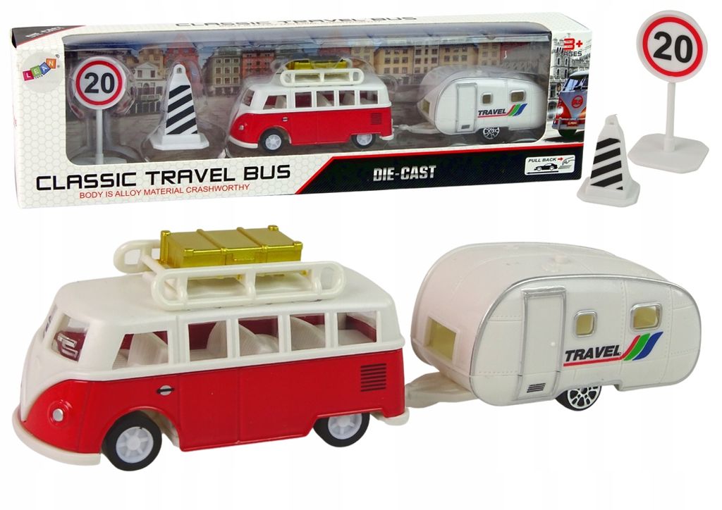 Sada vozidel Červený autobus s přívěsem Campingow Obrázek produktu 