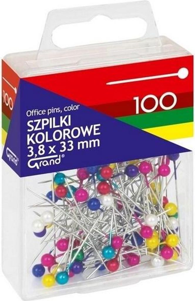 Szpilki Metalowe Kolorowe Grand 100 szt.