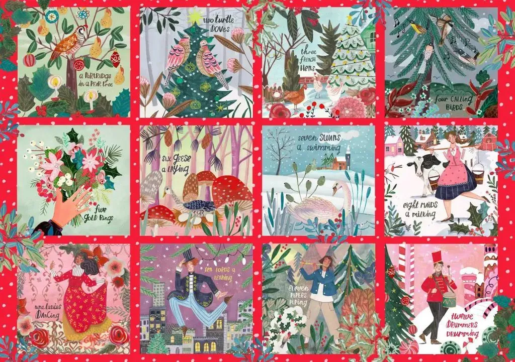 Grand Puzzle Noël 2000 pièces Pieces & Peace : Scène Festive 12 Jours