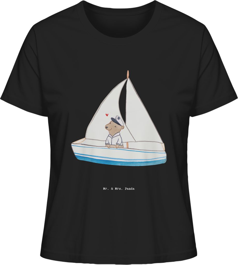 Mr. & Mrs. Panda Damen T-Shirt Bär Segeln Größe M - Schwarz - Geschenk, Oberteil, Segeltörn, Sommershirt, Segelboot, Basic Shirt, Baumwoll, Seg...