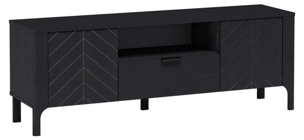 Masseno TV-Schrank ALICANTE 160 cm Fernsehschrank mit 1 Schubladen und 3 Türen TV-Lowboard für Wohnzimmer Modern 160x40,5x57 cm Schwarz