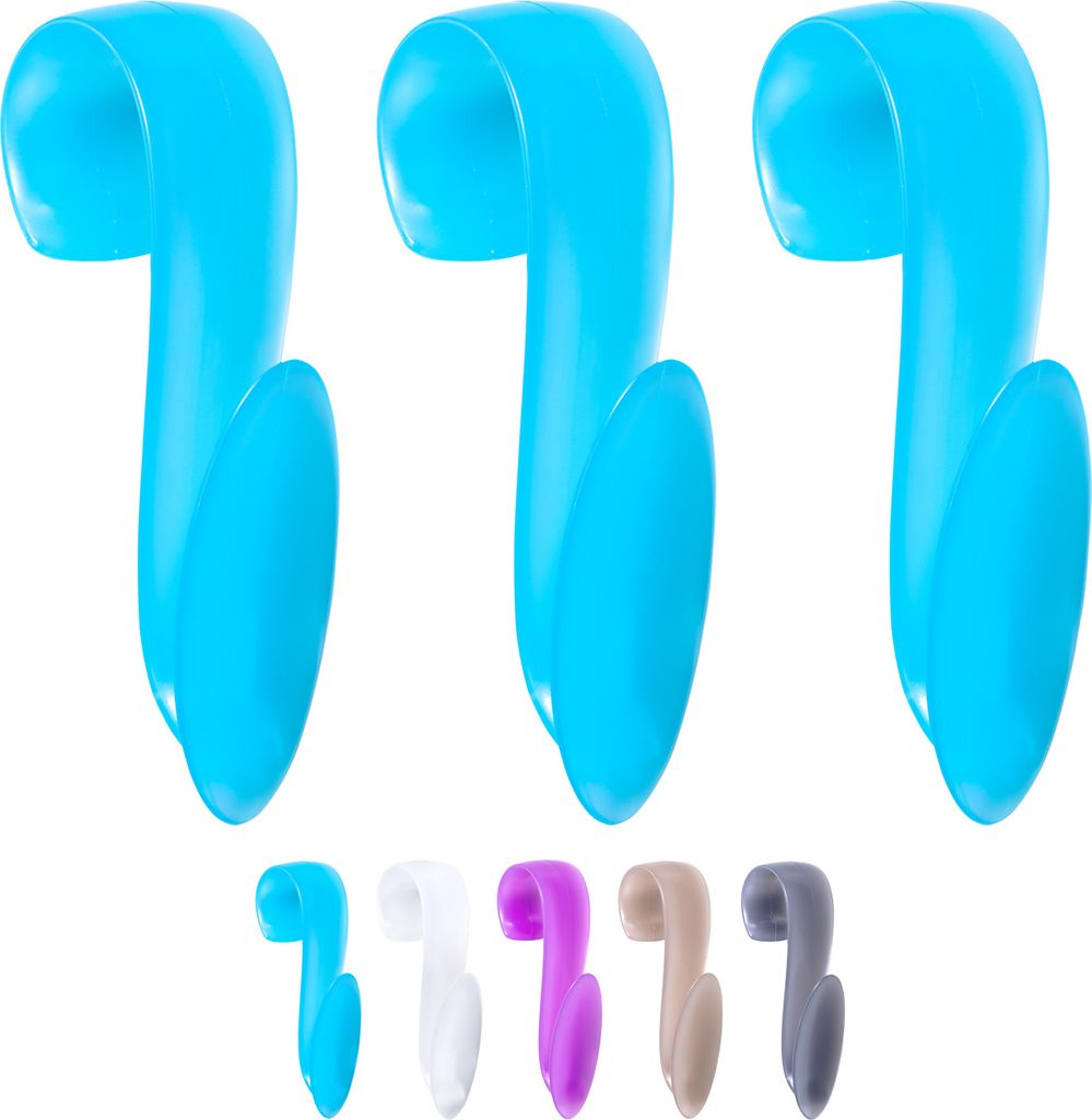 3x WELLGRO Rundheizkörperhaken - GERMANY - Haken für Handtuch - Heizkörperhaken - Handtuchhaken - Farbe wählbar, Farbe:Türkis