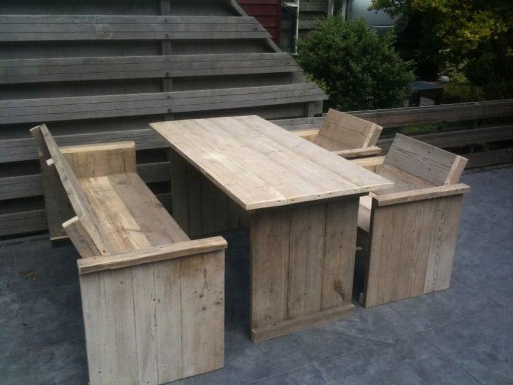 Gartenmöbel-Set Terschelling, Tisch 250 x 80 mit 1 Bank + 3 Stühle