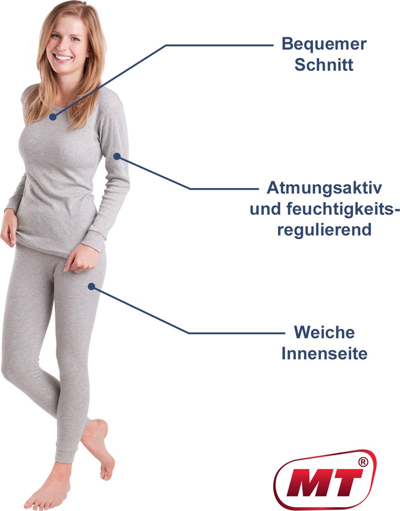 MT Herren Thermowäsche Set - Lange Unterwäsche Für Ski & Winter Mit Weicher Innenseite