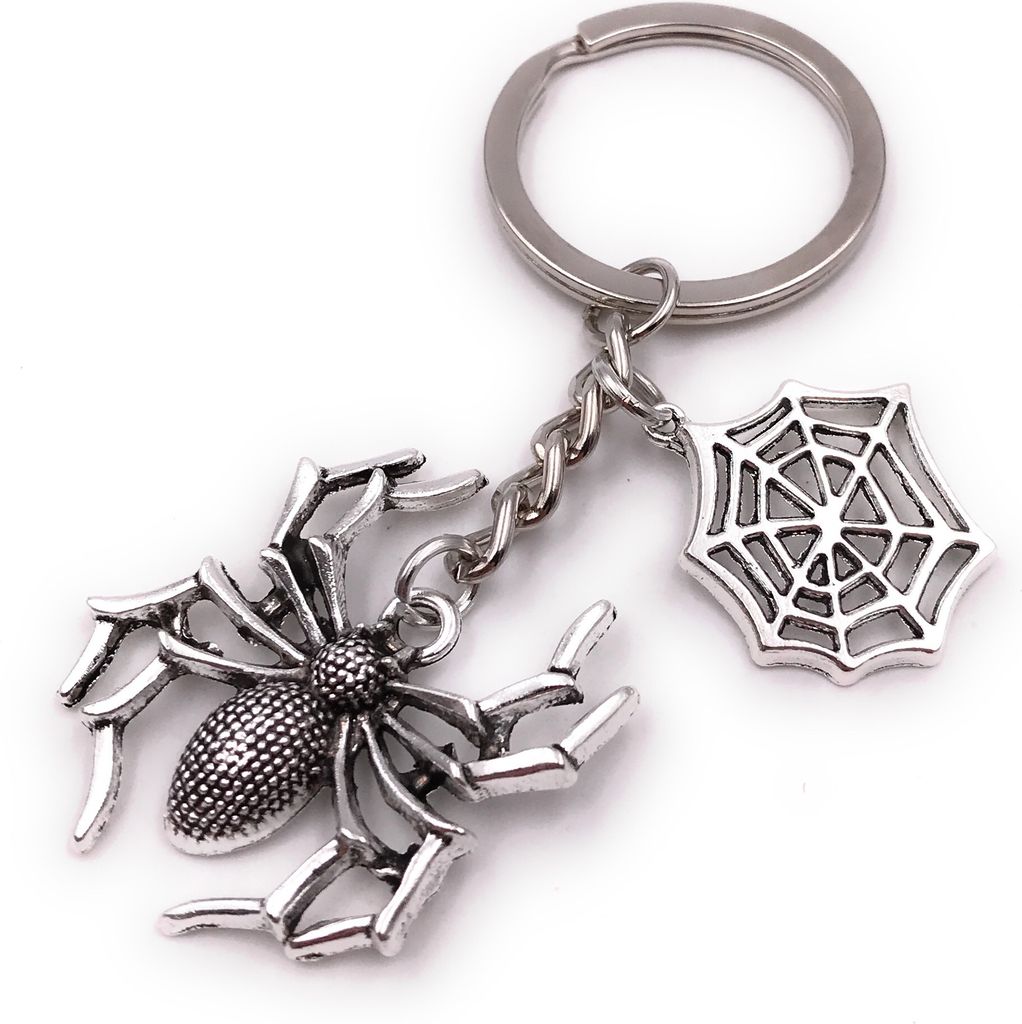 Onwomania Schlüsselanhänger Spinne Ungeziefer Insekt Spinnennest silber Anhänger Keychain
