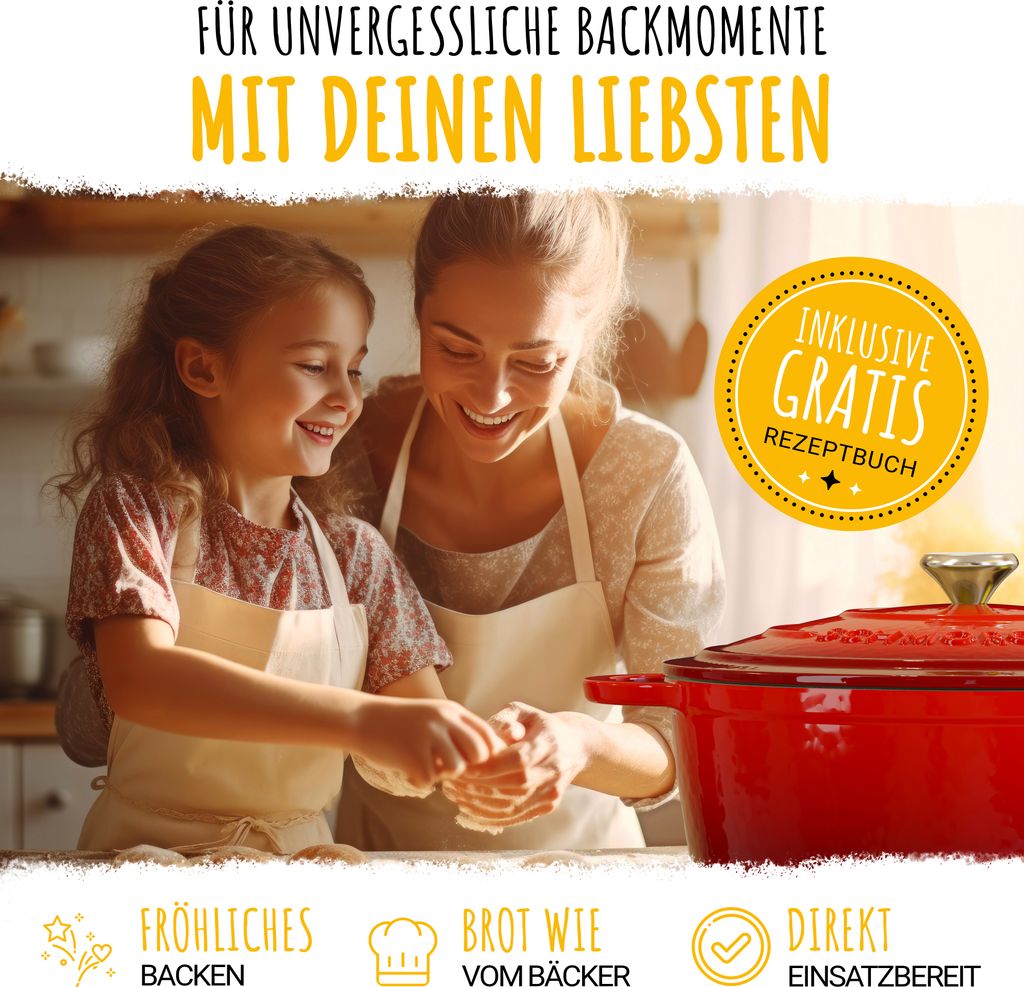 GUSSKÖNIG Mini Gusseisen Brotbackform Set-300ml Brotbacktopf – Gusskönig
