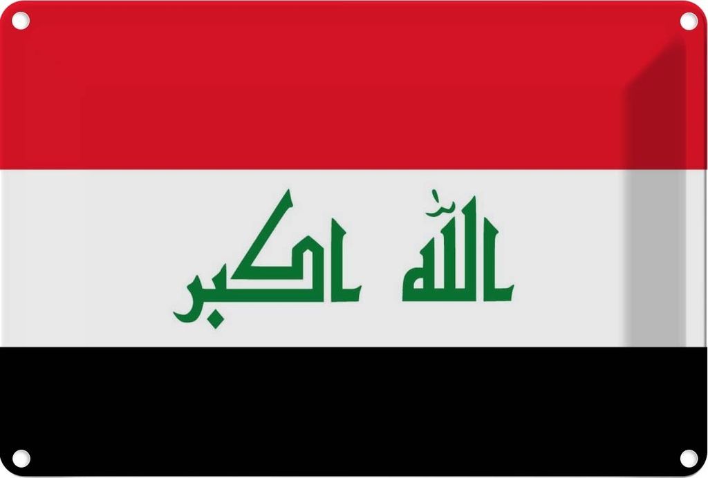 vianmo Blechschild 12x18 cm Irak Iraq Flagge Fahne Wappen