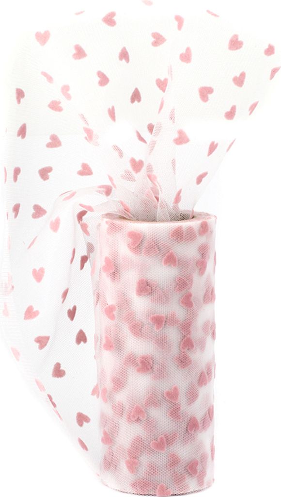 tüllstoff tüllband tüllrolle dekostoff transparent schleifenband zum basteln samtherzen rosa altrosa 15 cm