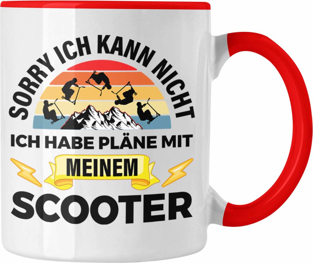 Trendation - Scooter Roller Fahrer Geschenk Tasse Scooterfahrer Geschenkidee Scooting Geschenkidee Jungs Profi Scooterfahrer Pro Grafik Stunts (Rot)