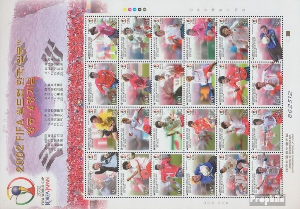 Briefmarken Süd-Korea 2002 Mi 2290-2313 Zd-Bogen (kompl.Ausg.) postfrisch Fußball WM