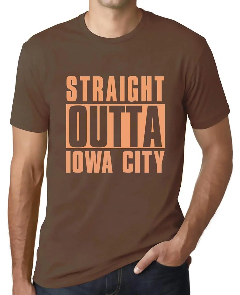 Herren Grafik T-Shirt Straight Outta Iowa City Öko-Verantwortlich Vintage Jahrgang Kurzarm Lustige Druck Geburtstag Geschenk Mann