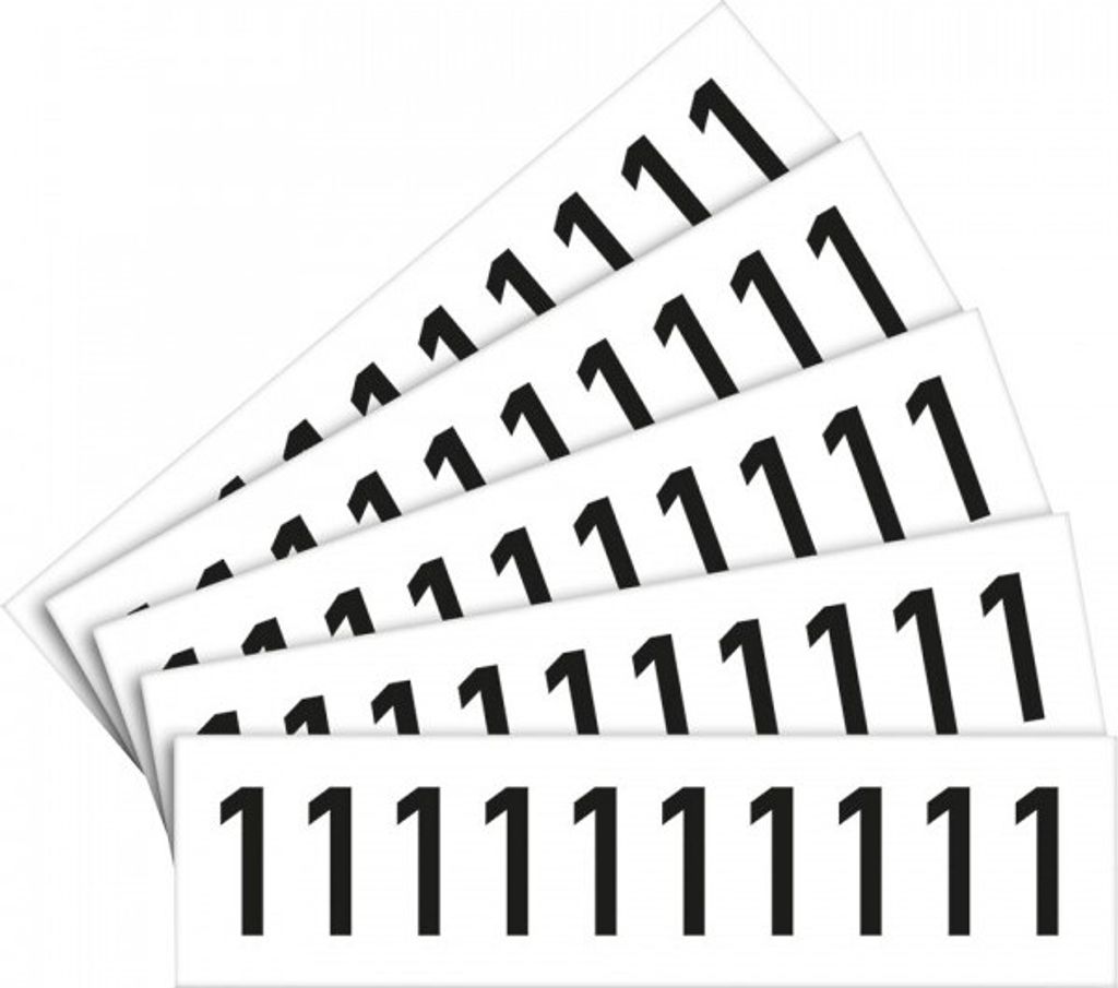 Dreifke Aufkleber I Ziffer 1, weiß/schwarz, Folie, Schrifthöhe: 40mm, 52,9x2...