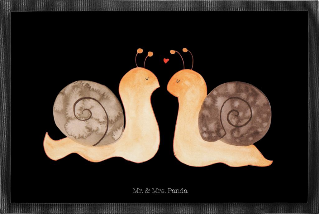 Mr. & Mrs. Panda fußmatte Schnecken Liebe 60 x 90 cm - Schwarz - Geschenk, Paar, Fussmatte, Schmutzfangmatte, Verliebt, Freundin, Schmutzmatte, P...