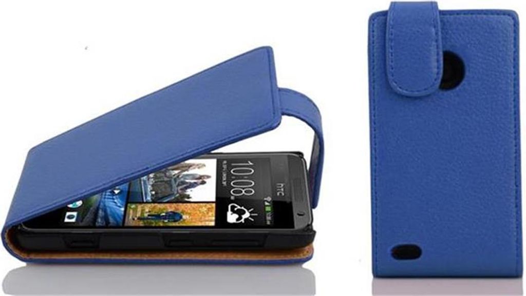Cadorabo Schutzhülle für HTC Desire 300 Hülle in Blau Flip Etui Handyhülle Case Cover Kunstleder