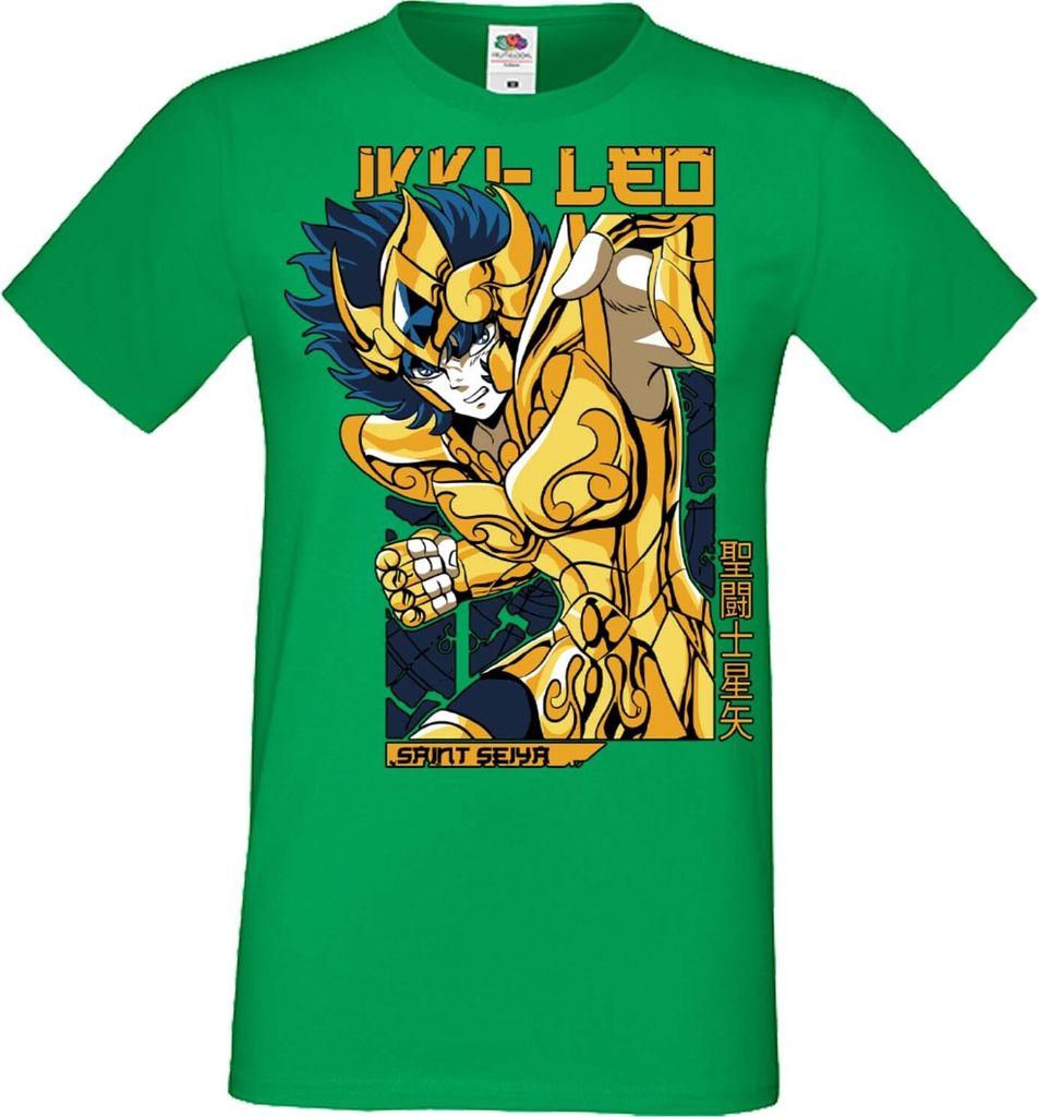 Herren T-Shirt Manga Anime Saint Anime Seiya Leo Aiolia 01 Leo, Man L / Grün