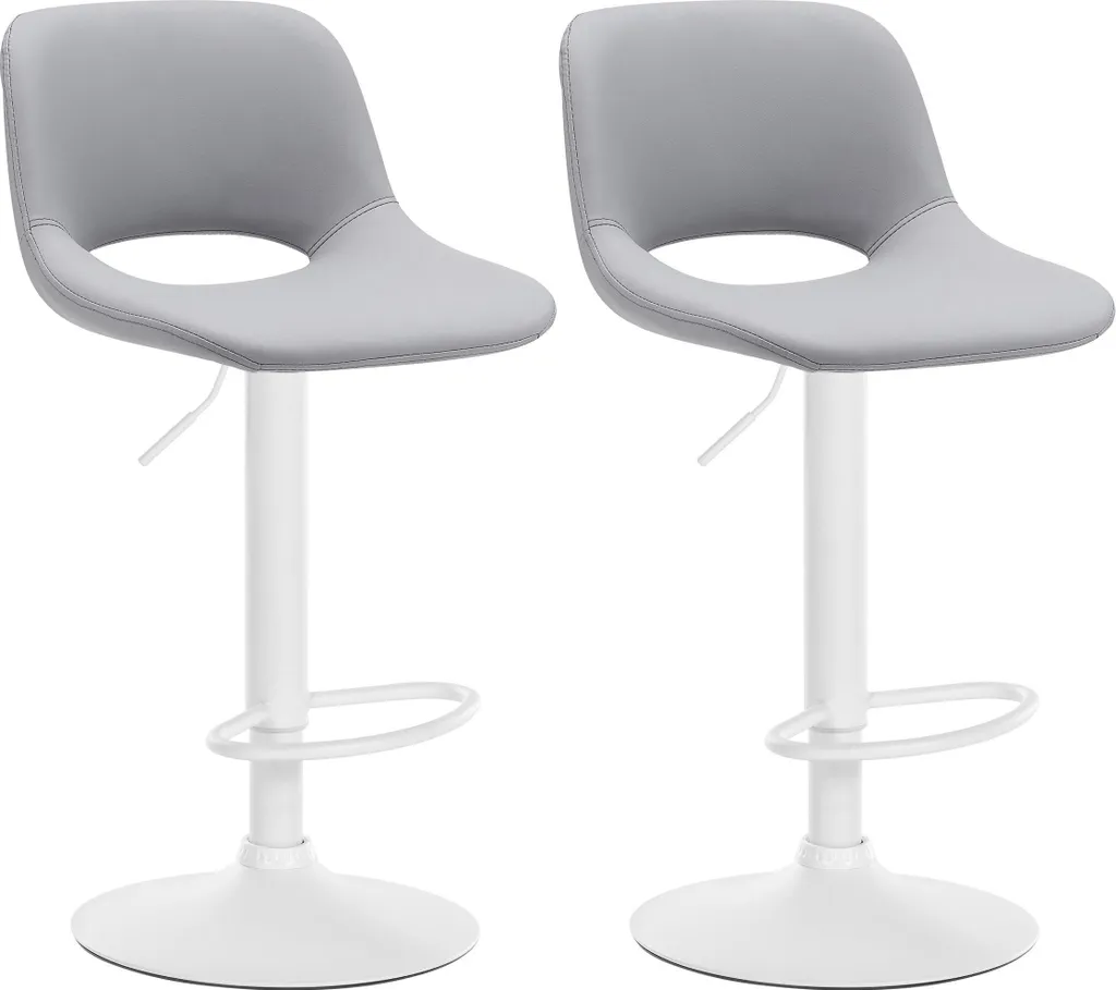 Set 2 Sgabelli Camden Grigio Similpelle e Struttura Bianca | Offerta Bar