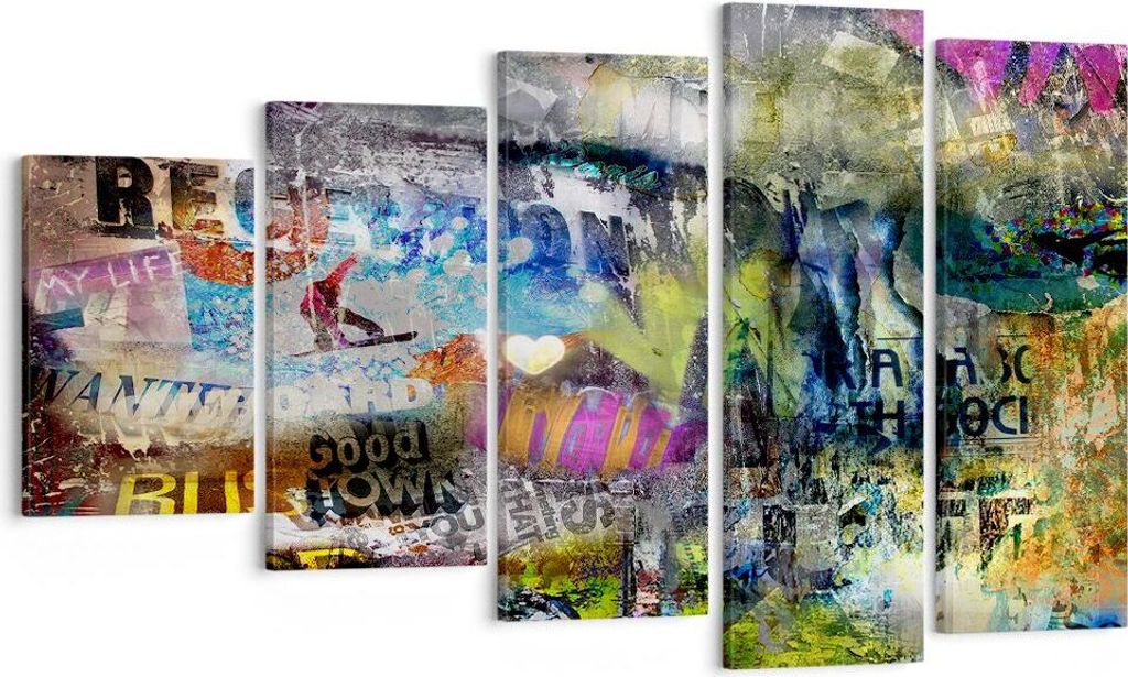 Bild auf Leinwand - Leinwandbild - Graffiti modern - 100x60cm - Wand Bild - Wanddeko - Wandbilder - Leinwanddruck - Bilder - Kunstdruck - Wanddekor...