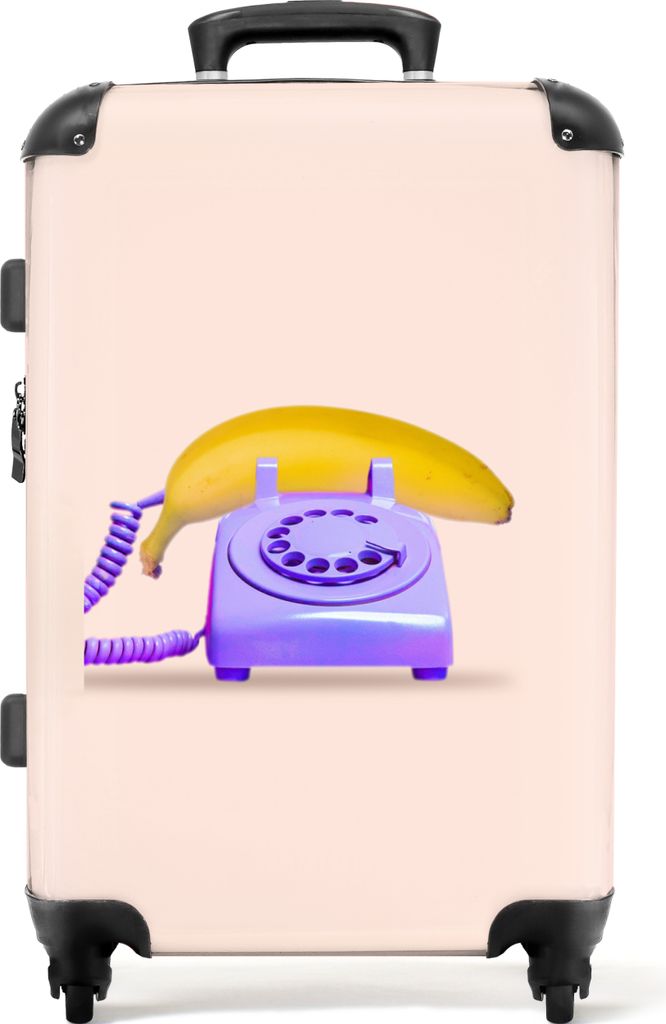 NoBoringSuitcases.com Großer Koffer - Banane - Telefon - Lila - Gelb - Kombinationsschloss TSA - Hartschalen Trolley 4 Rollen - 72 liter - Reise...