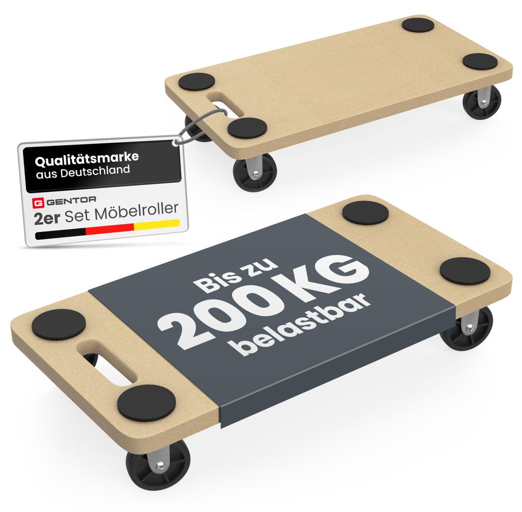 Möbelroller 2er Set bis 200 kg – Rollbrett mit 360° Rollen, Produktbild 