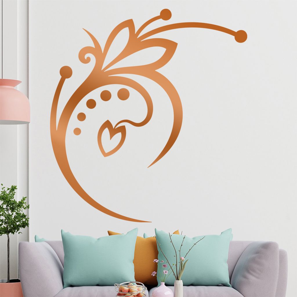 Blume - Linien Punkte Wandtattoo in 6 Größen - Wandaufkleber Wall Sticker - Dekoration, Küche, Wohnzimmer, Schlafzimmer, Badezimmer