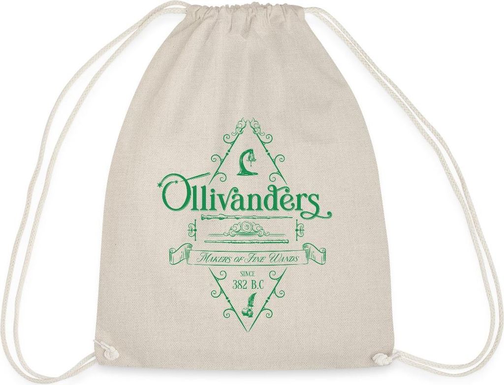 Spreadshirt Harry Potter Ollivanders Geschäft Grünes Logo Turnbeutel, One size, Natur