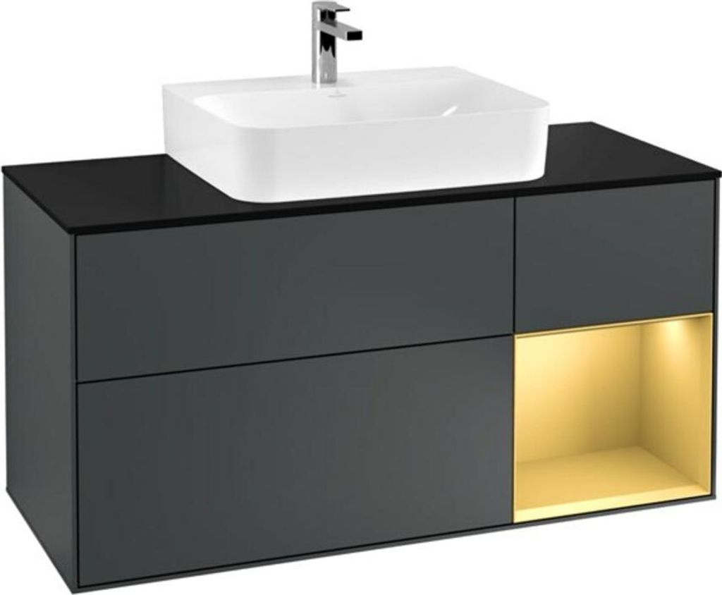 V&B Waschtischunterschrank Finion 120cm, Pl b m, Rg re gol m, md bl. m Lac