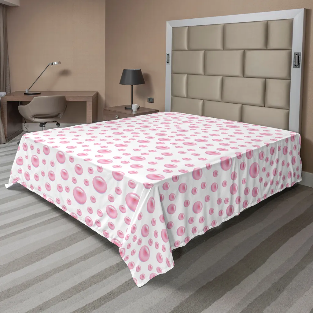 Drap de Lit Plat Sans Plis et Soyeux Motif Perles pour Sommeil Doux