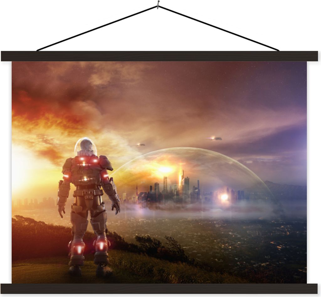 MuchoWow Textilposter Spiele - Soldat - Spiel 150x113 cm mit schwarzem Rahmen - Wohnzimmer