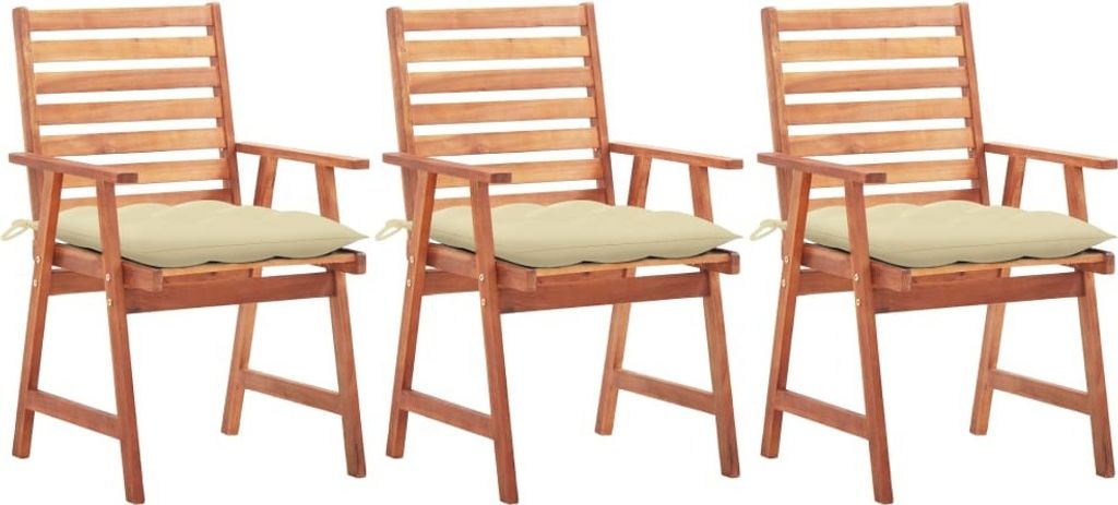 Möbel Outdoor Relaxsessel,Balkonstuhl Garten-Essstühle 3 Stk. mit Kissen Massivholz Akazie DE64392
