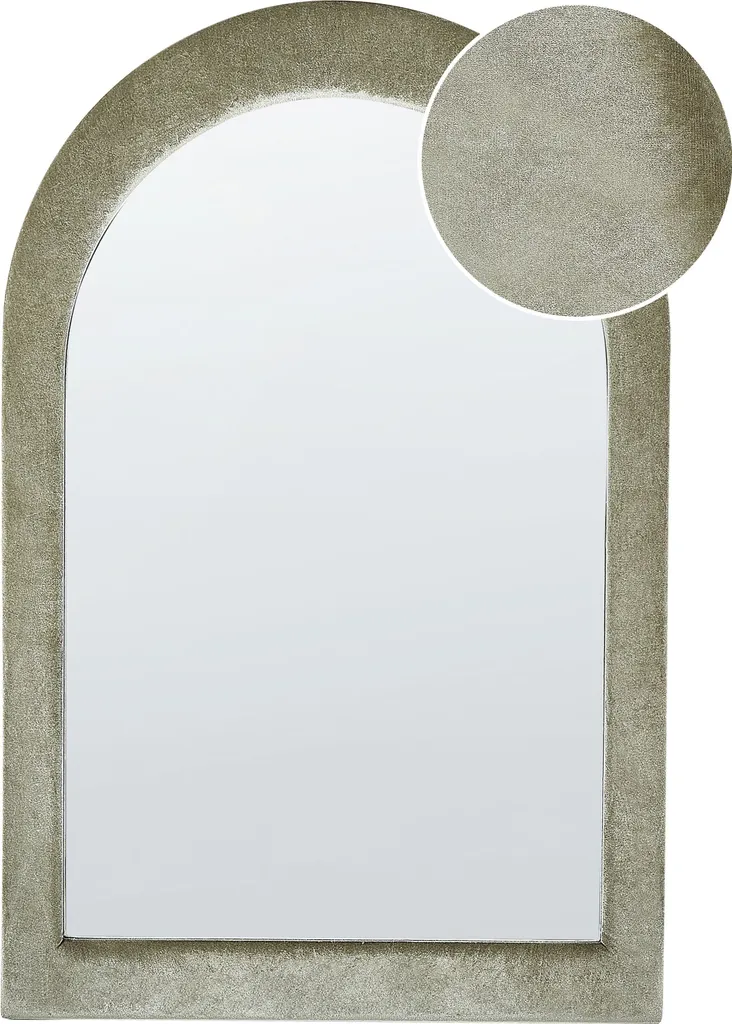Grand Miroir de Salon Ovale 90x60 cm Vert Olive Décoration Velours