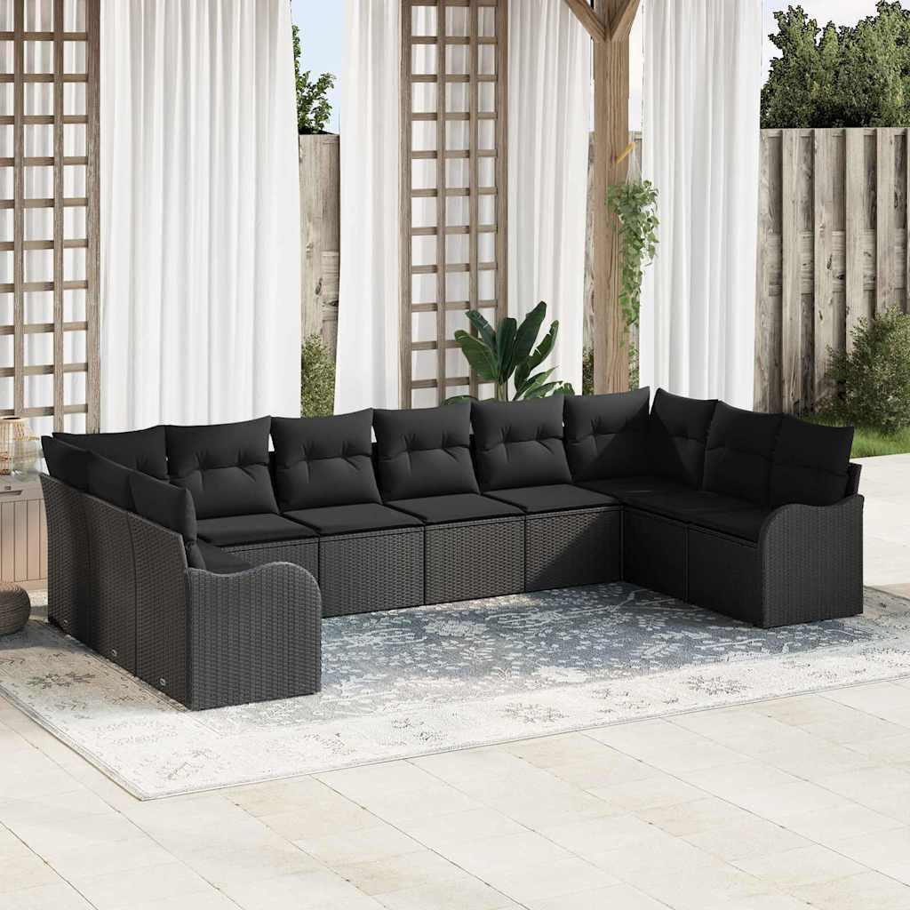 Maison Exclusive - Gartensofa-set 10 pcs Schwarz Poly-Rattan
