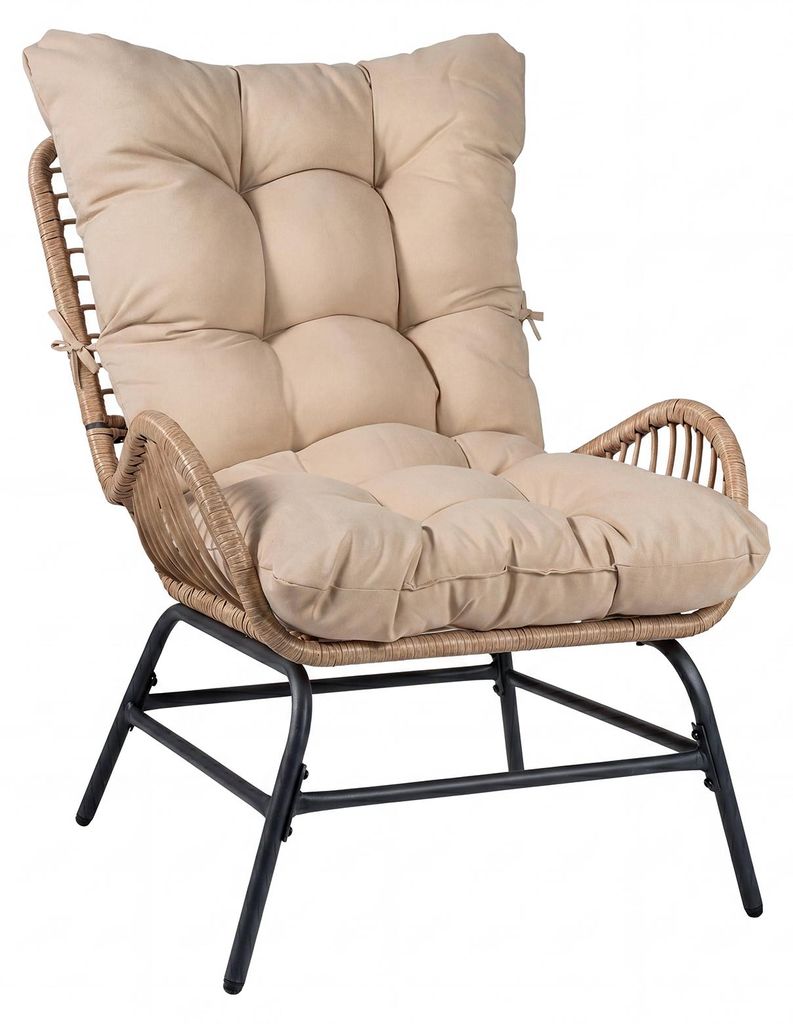 COSTWAY Gartenstuhl Polyrattan Wetterfest, Gartensessel mit Produktbild 