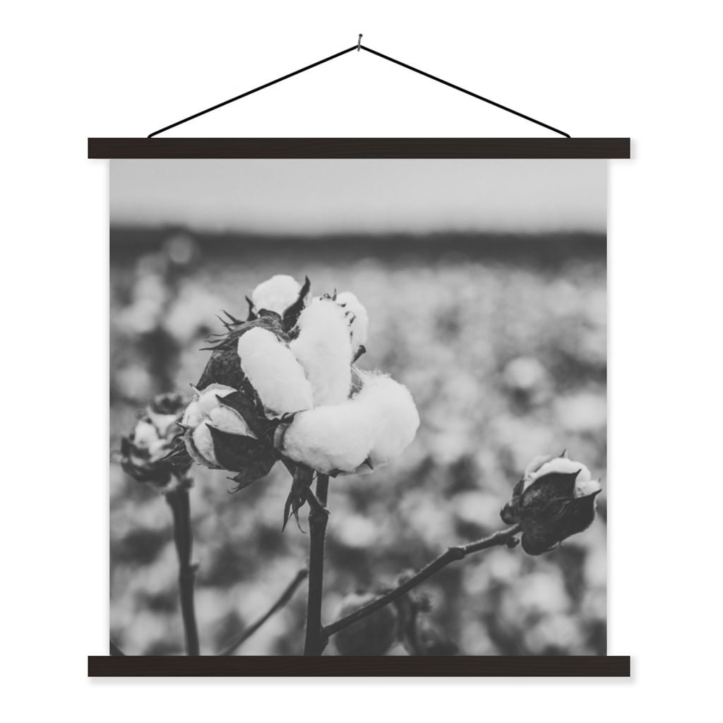 MuchoWow Textilposter Baumwolle - Pflanzen - Schwarz - Weiß 40x40 cm mit schwarzem Rahmen - Fotos