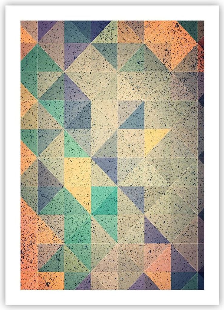 Poster - Poster ohne Rahmen - Abstraktion Dreieck Muster - 50x70 cm - Wand Bild - Wanddeko - Wandbilder - Kunstposter - Wandposter - Bilder - Kunst...