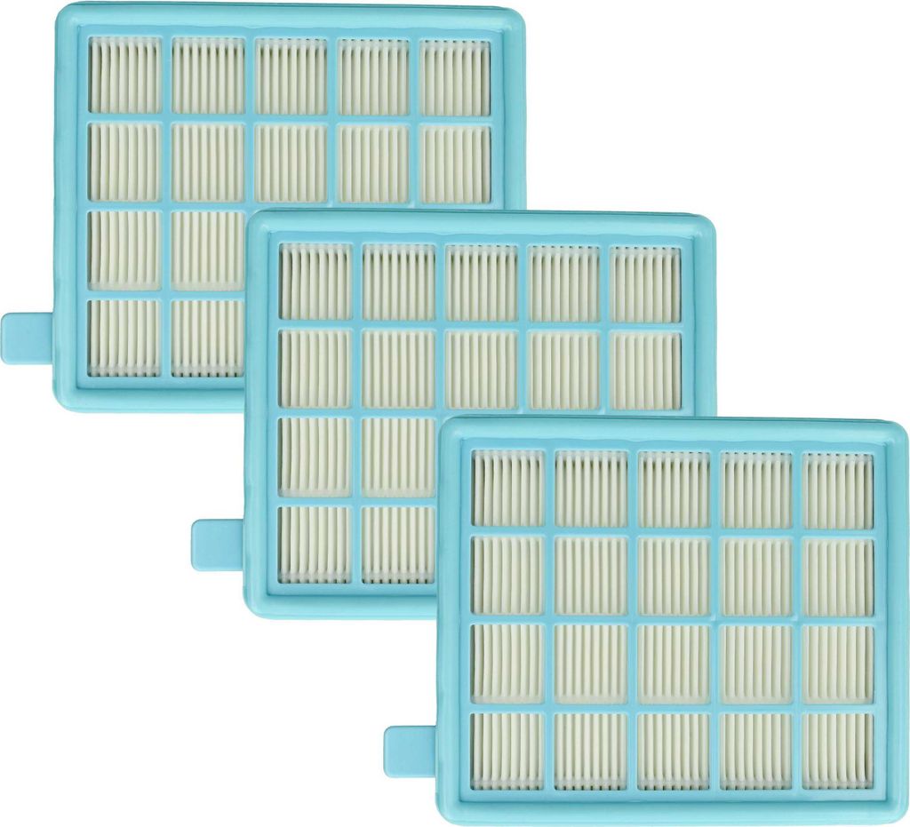 vhbw 3x Staubsaugerfilter kompatibel mit Philips PowerProActive FC8634/11 Staubsauger - HEPA-Filter Weiß Hellblau