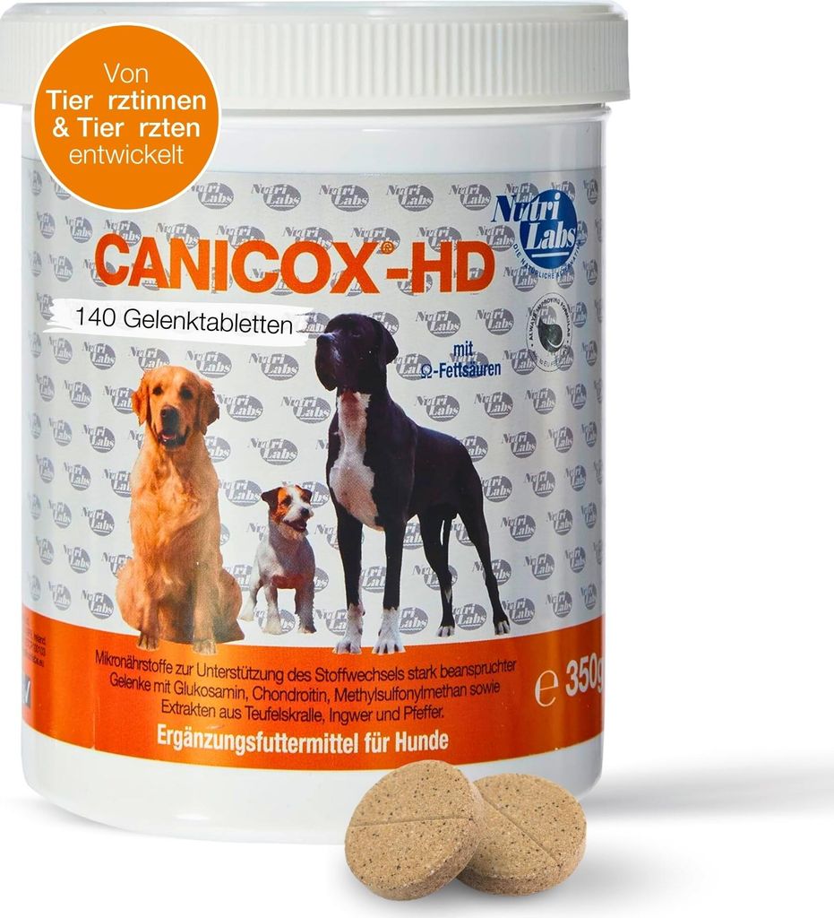 NutriLabs Canicox-HD Gelenktabletten für Hunde 140 Stk. - mit MSM, Chondroitin, Hyaluronsäure, Glucosamin & Teufelskralle - Gesundheitsprodukte f...