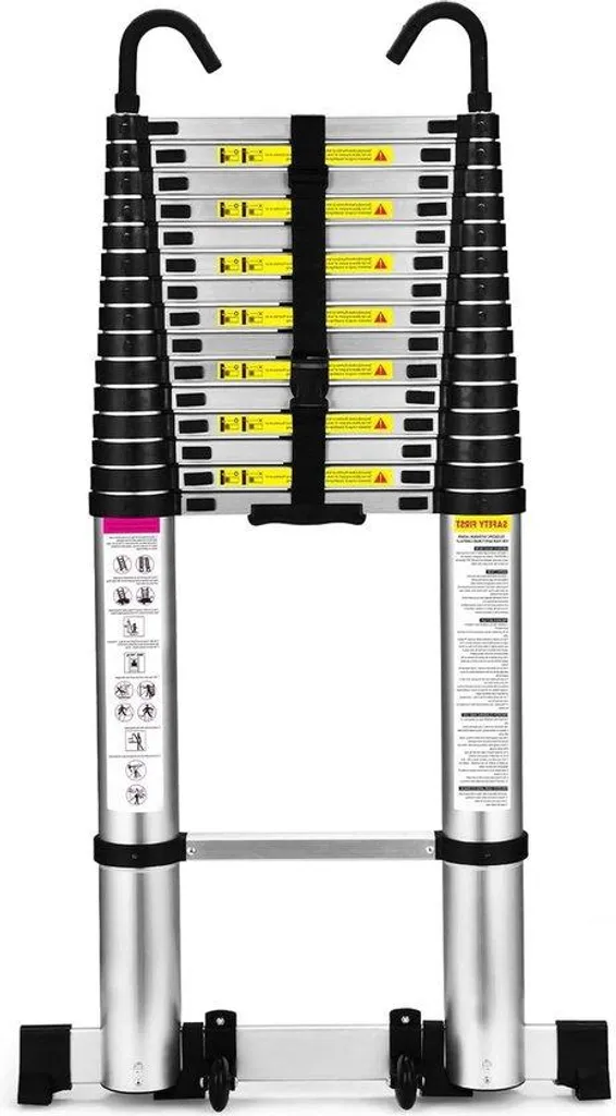 Échelle télescopique transformable 5,6 mètres avec plan de travail mobile